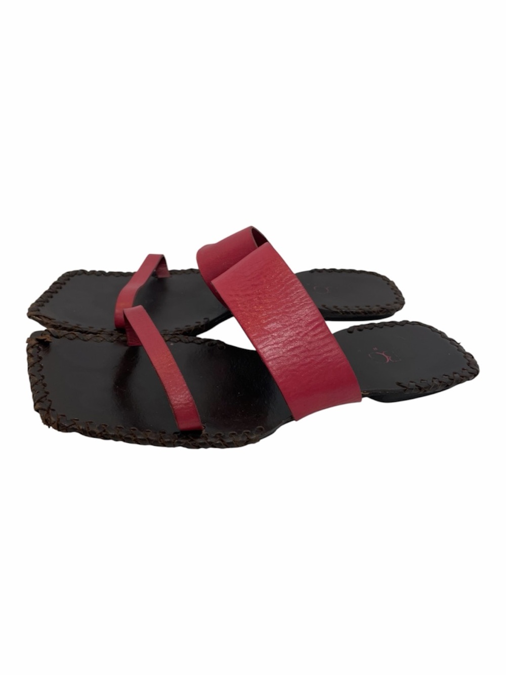 Vintage BCBG MAXAZRIA Red Real Leather Flat Slide Sandals Womens Size 6B EU 36